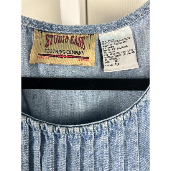 Vintage Denim Maxi Jean Dress Size 10 Short Sleeve Prairie Modest Boho Casual - Picture 2 of 8